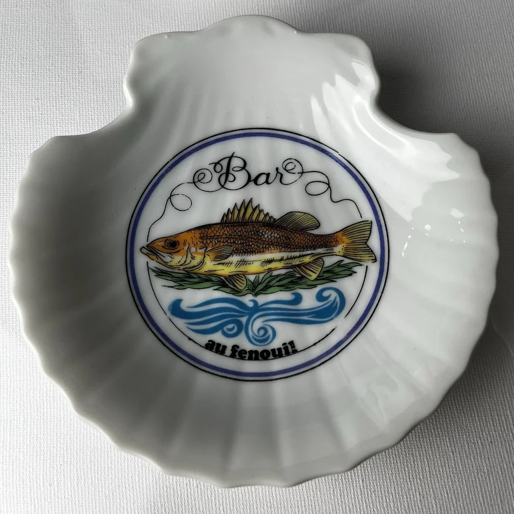 Vintage‎ Concha French Seafood Bone Dishes Set 6 Shell Fish Plates Jacques